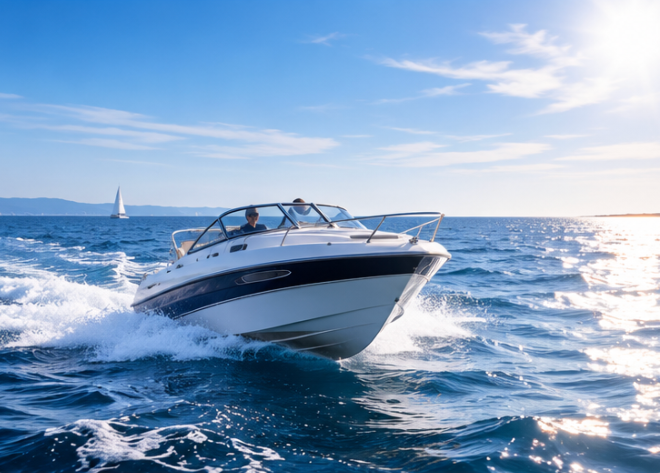 Motorboot auf offener See